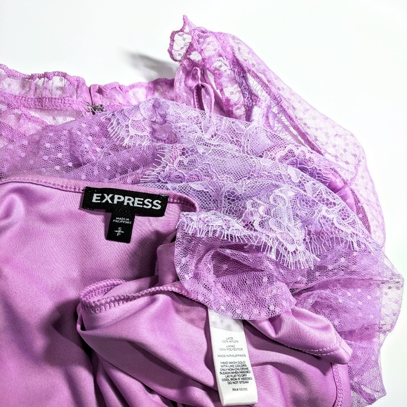 Express lavender lace high neck top with cami, S - Picture 5 of 6